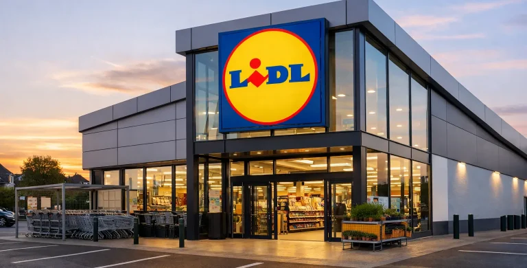 Lidl supermarkt in Soest bij zonsondergang